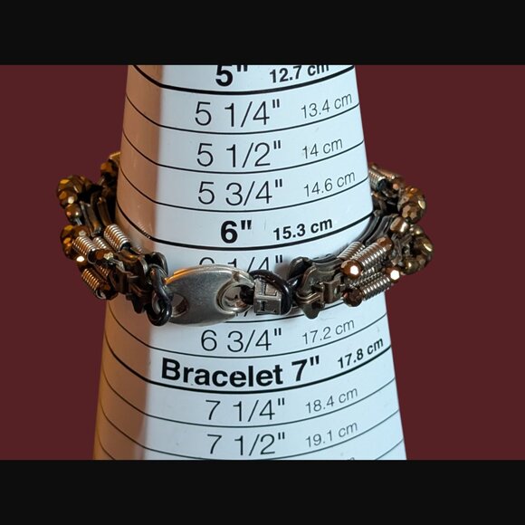 925 Sterling Silver Clasp Artisan Made Beaded Zipper Statement Bracelet 6.25" - Picture 9 of 14